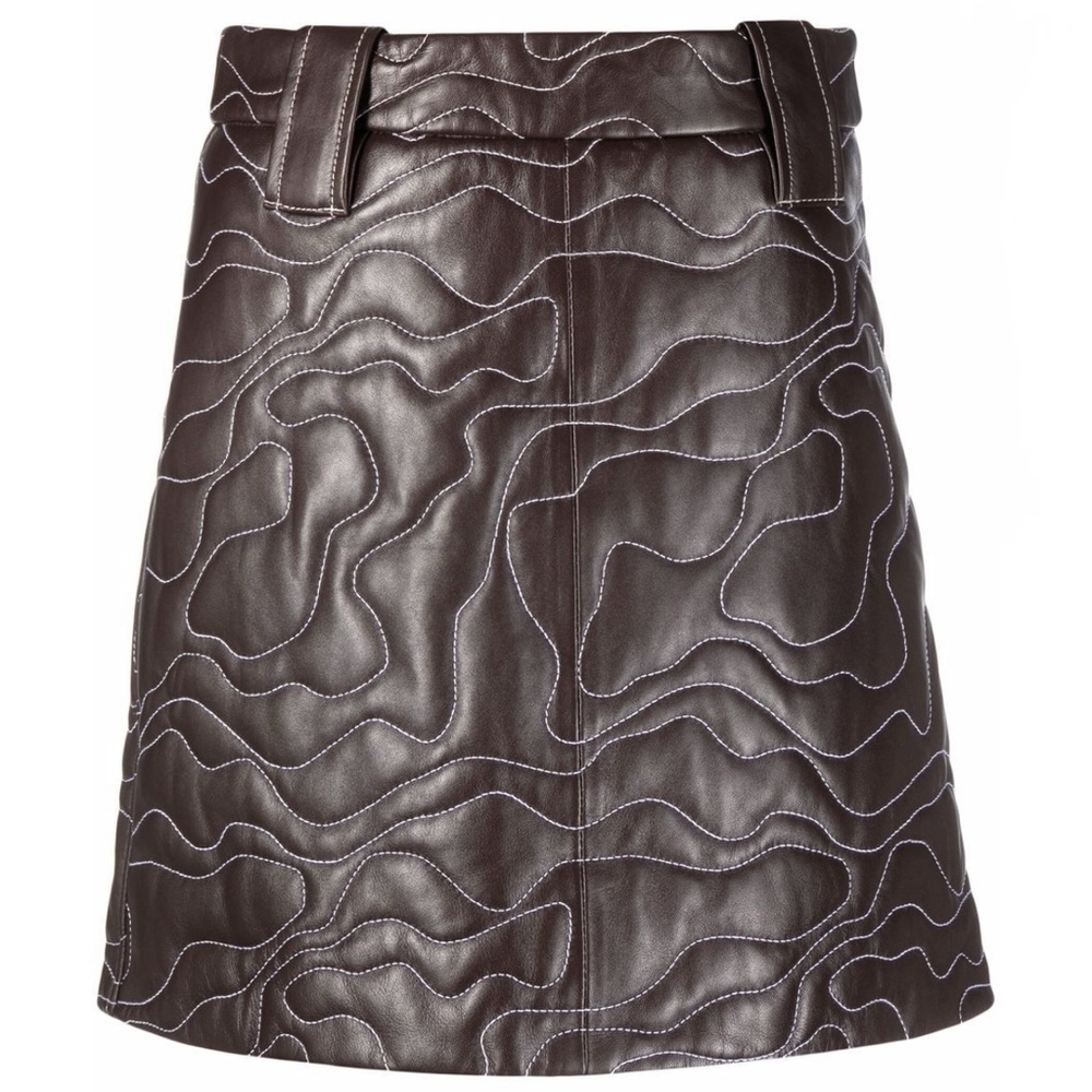 Ganni Embroidered Lambskin Mini Skirt